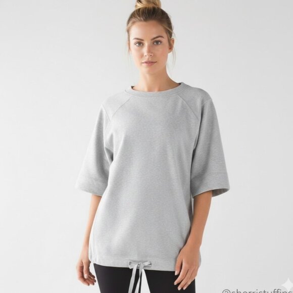 lululemon athletica Tops - NWOT Lululemon Split Short Sleeve Grey Stretch French Terry Sweatshirt Top 6
